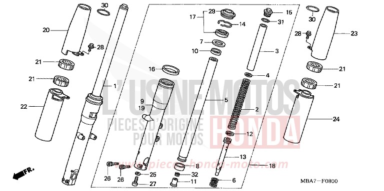 FOURCHETTE AVANT de Shadow Aero NOIR (NH1X) de 2001
